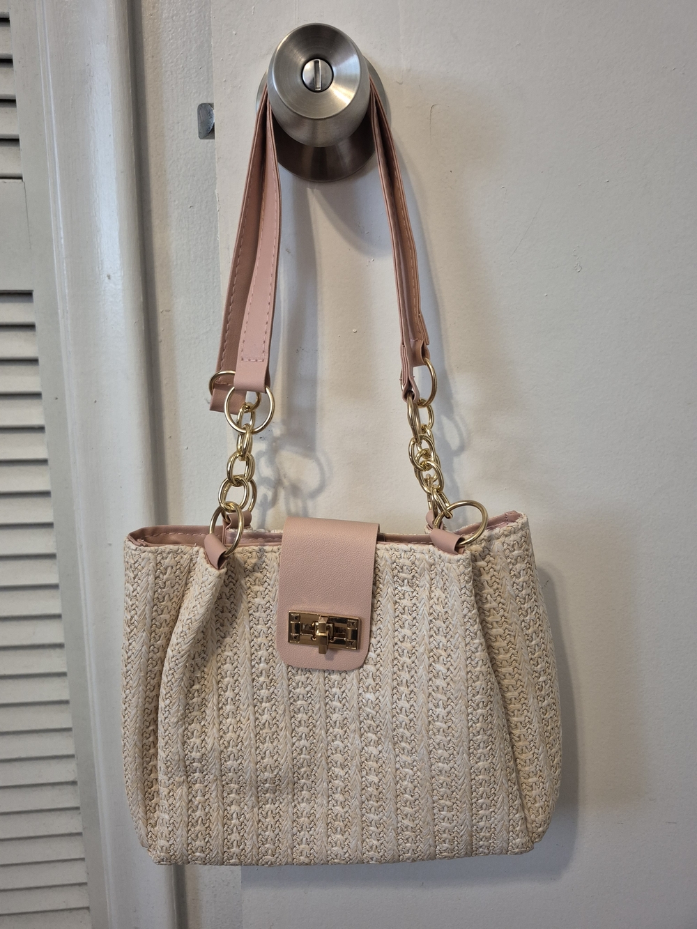 Stylish Cream and Pink Women's Tote Bag